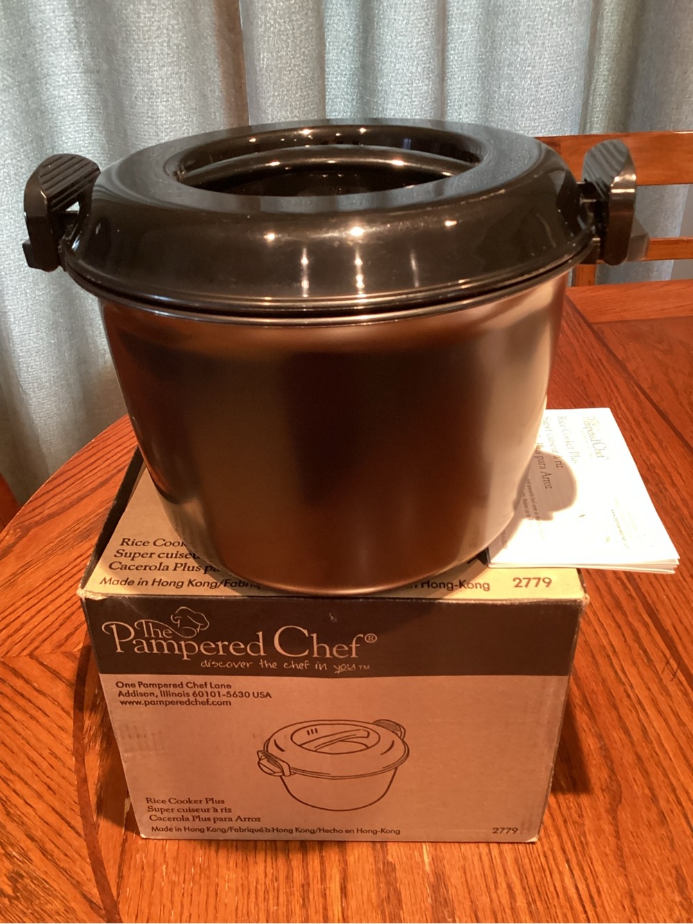 Orig Pampered Chef Microwave Rice Cooker Plus Steamer 3 Qt Black 2779 With Box
